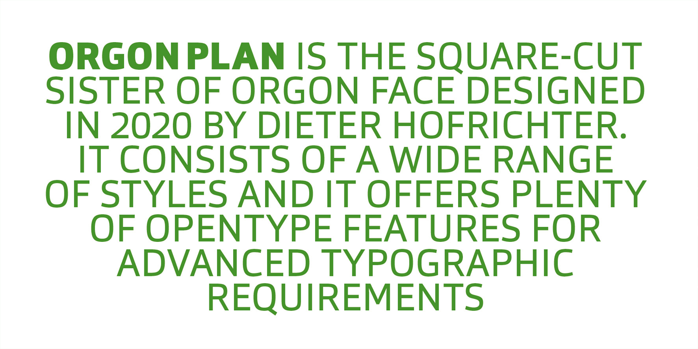 Przykład czcionki Orgon Plan Thin